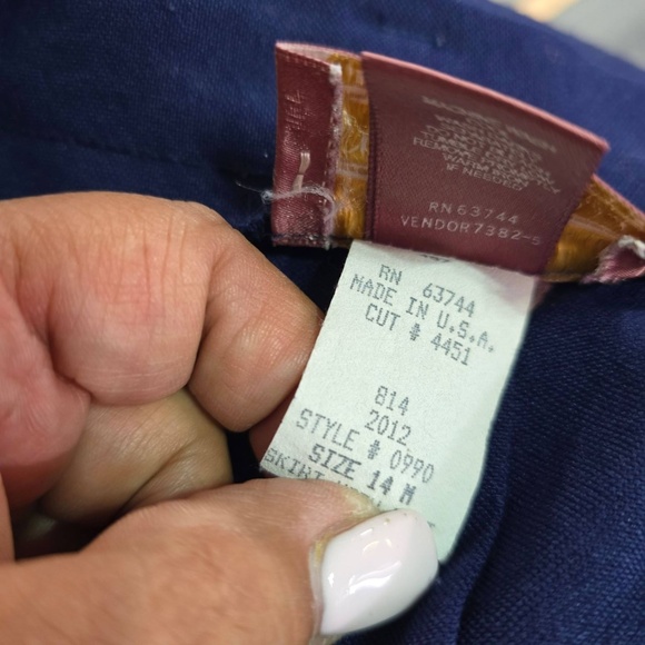 Vintage Worthington Pencil Skirt Womens 14 Navy Blue Midi Wool Blend Career USA - Picture 4 of 14